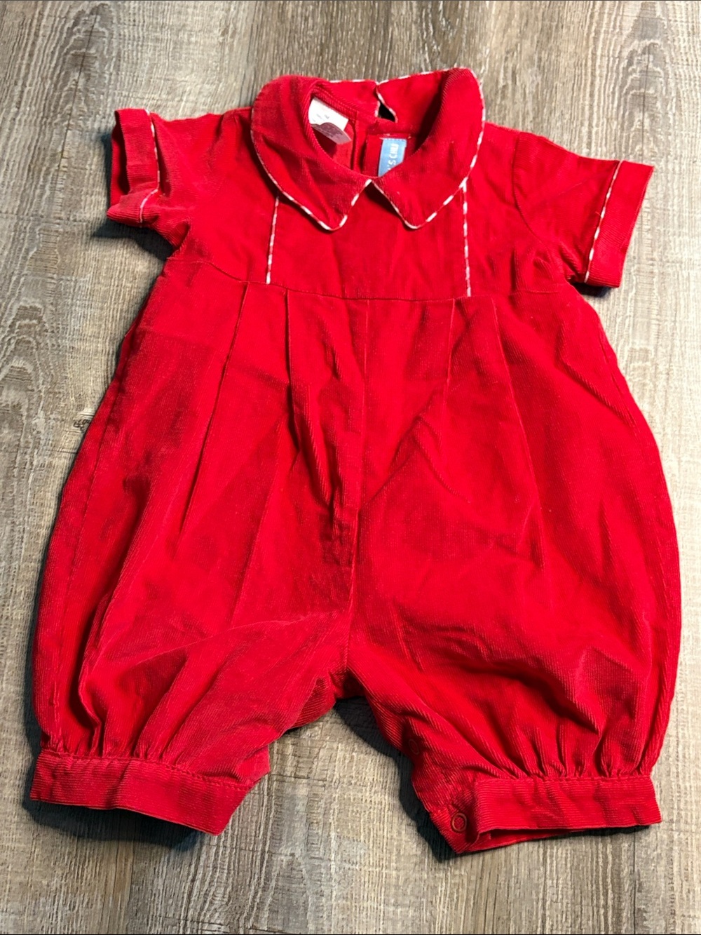 Classic Red Corduroy Baby One-Piece Romper